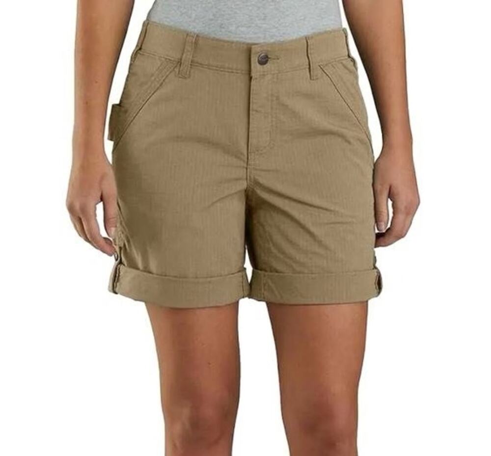 Carhartt Womens Ripstop Shorts Rugged Flex Size 16 Khaki Hiking Outdoor Gorpcore